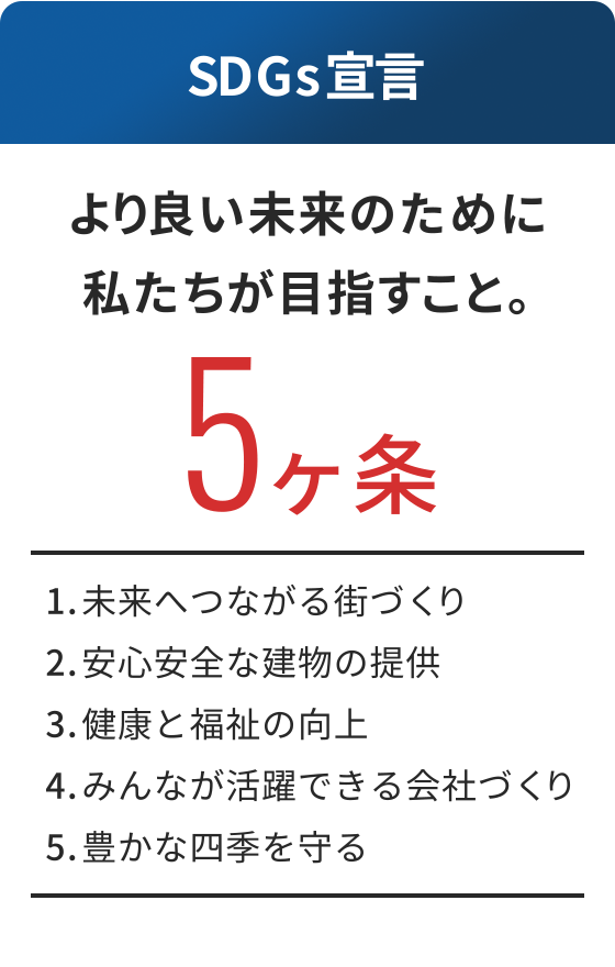 SDGs宣言 より良い未来のために私たちが目指すこと。5か条